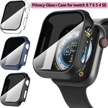 Калъф за Apple Watch Series 8 7 45 мм 41 мм и Защитно фолио за екран за Поверителност Unti-Spy от Закалено Стъкло PC Броня за iWatch 6 54 se 44 мм 40 м
