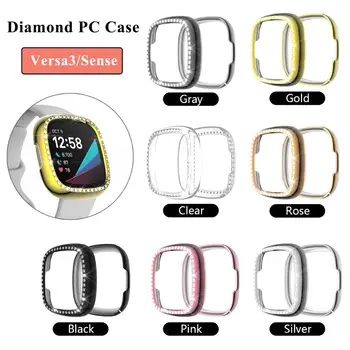 Калъф за PC часа Fitbit Versa 3 Protector Case Diamond Women Lady Bling Защита на Shell За Смарт часа Fitbit Sense Броня