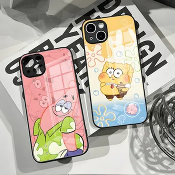Калъф за вашия телефон, S-Sponge-Bob - Patrick Star За iPhone 14 Pro Max 15 12 11 13 Mini X XR XS 8 7 6 Plus SE 2020 От закалено Стъкло