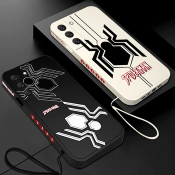 Калъф За мобилен Телефон С Логото на Marvels Spidermans За iPhone 15 14 13 12 11 Pro Max Mini X XR XS MAX SE20 8 7 Plus Силиконов, с Каишка за Ръка