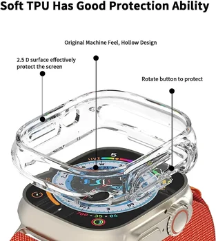 Калъф от TPU за Apple Watch Ultra2 49 мм Броня БЕЗ Защитно фолио за дисплея Защитно Прозрачна рамка за iWatch 9 8 7 45 мм 41 мм