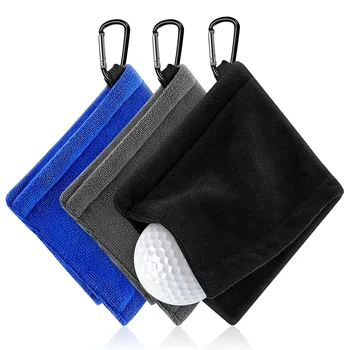 Квадратна кърпа за почистване на топки за голф от микрофибър с карабинка, водопоглощением, клюшкой, кърпа за избърсване