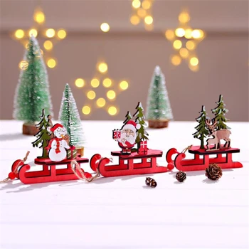 Коледна украса за дома, коледа, Коледни шейни, дървени декорации за партита, събрани със собствените си ръце, Коледа нова година дървен пъзел декор