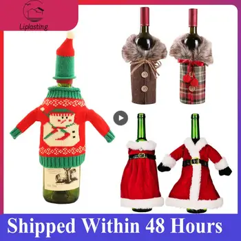Коледна украса за дома на Дядо Коледа, Капак за винени бутилки, Държачи за чорапи с Снеговиком Коледна лък, Декор Навидад, Коледни подаръци