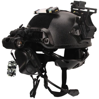 Комплект военен шлем с Тактически слушалки и предпазни очила и Комбинация от Тактически екипировка на стена NVG, за Страйкбольного Защитен Пейнтбола