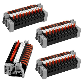 Комплект от 40 Клемм на DIN-шина, Клеми PCT-211 на DIN-шина 0,08-4 mm2, Комплект черна клеммной подложки, Блок електрическо свързване