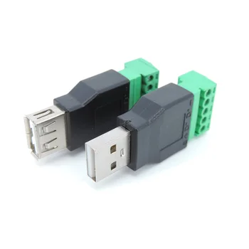 Конектор USB 2.0 тип A за мъже и жени, 5-пинов 5-пинов винт конектор за USB конектори с екран USB2.0 винт за клеммной вилици W1