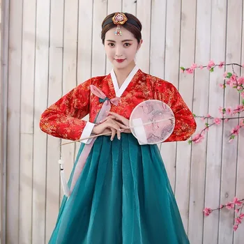 Корейски традиционни дрехи Ханбок за жени, рокля Ханбок, Древния костюм, корейската мода в стил ретро, дрехи за изпълнения на сцената