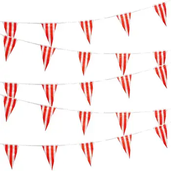 Кралят Цирк Банер Флаг На Червено-Бели Райета Венец Флаг Триъгълна Овесени Ядки Рекламни Окачени Знамена И Аксесоари За Декорация На Партита