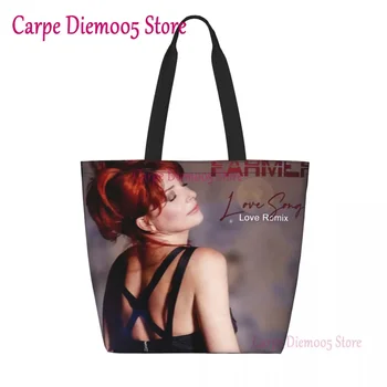 Красива чанта за пазаруване на продукти Милен Фармър, дамски скъпа френска певица, холщовая чанта за пазаруване, чанти голям капацитет