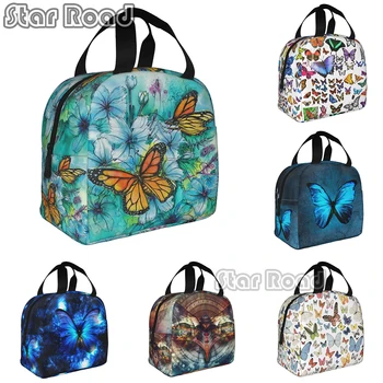 Красиви чанти за обяд с 3D пеперуда и животни, за многократна употреба обяд кутии, чанта-хладилник за жени, мъже, работа, офис, пикник на открито.