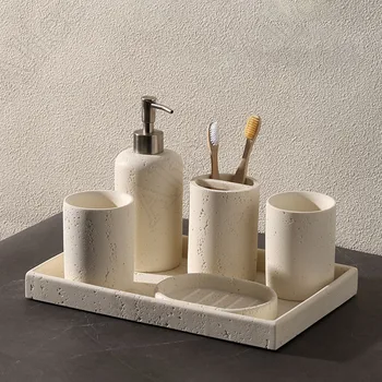 Креативни аксесоари за баня от смола пясъчник Бутилка шампоан Nordic Home Притежателя на електрическа четка за зъби, препарат за съдове Тава за декора на банята