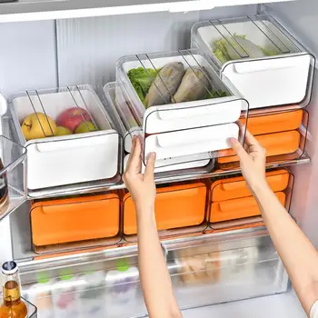 Кутия за съхранение на продукта да се запази свежестта, Прозрачен капак, Противооткатный чекмеджето за яйца и зеленчуци