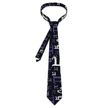Лилаво Вратовръзка с математически принтом Pieces of Pi, Вратовръзки за cosplay, мъжки Реколта Стръмни Аксесоари за равенство, Качествено Вратовръзка с принтом