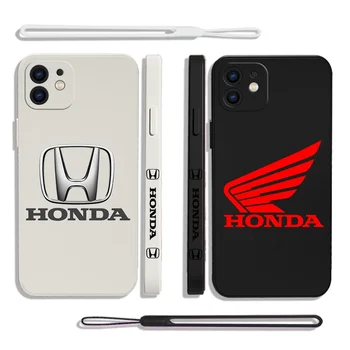 Луксозен спортен автомобил Hondas Калъф За Телефон iPhone 15 14 13 12 11 Pro Max X XR XS MAX SE20 8 7 Plus Силиконови Калъфи с Каишка за ръка