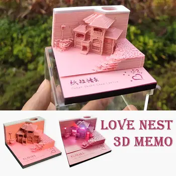 Любовно Гнездо 3D Бележник Мини-Модел на Джамията Резба върху Хартия за Декорация на Хартиени Бележки Офис Бележник Аксесоари За Рисуване Sticky P5G9
