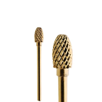 Марка X & A златен цвят, супер остър, издръжлив, малка тренировка за нокти от волфрамов карбид с топка глава и конусовидна глава