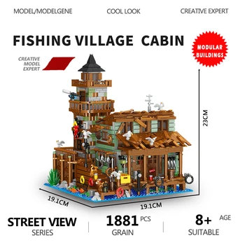 Модел на дома в колибата на рибаря, Строителни блокове, Творчески идеи на експерти, МИНИ-модул с изглед към улицата, Рибарска хижа, Играчки за деца, Подаръци