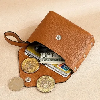 Модерен женски кратък чантата с надписи по поръчка, чанта за дреболии от естествена кожа, малък портфейл за монети, мини-притежател на кредитна карта, чанта за съхранение на ключове