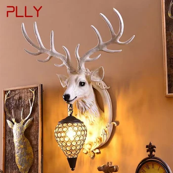 Модерен стенен лампа PLLY с оленьими рога, персонални и творчески лампа за декориране на всекидневна, спалня, антре, коридор