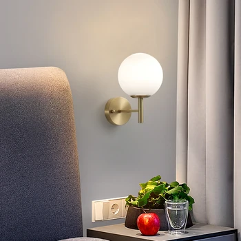 Модерен стъклен монтиран на стената лампа, в непосредствена близост до една спалня, стъклена топка, led стенни лампи, лампи за фон в хола, подвесная лампа, осветление на стълбища