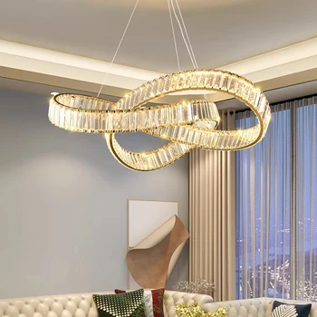 Модерна кристален полилей Nordic light луксозни плафониери окачен лампа led полилей за хола осветление в помещенията