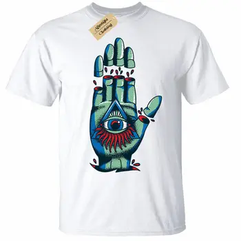 мъжки t-shirt illuminati Hand в стил готик рок, пънк-метал, мистична бял