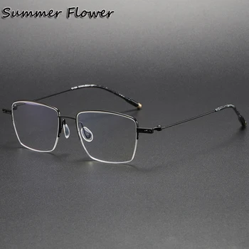 Мъжки Елегантни оптични очила в полуободке от чист титан, слънчеви очила са в лека рамка, по рецепта, очила с високо качество, Дамски слънчеви очила