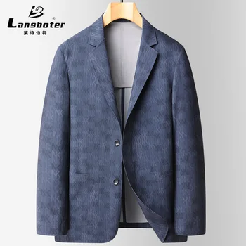 Мъжки костюм Lansboter, палто с бесследной лепилен печат, пролетно-лятна тенденция, слънцезащитен крем, не глаженая стрейчевая ежедневни яке