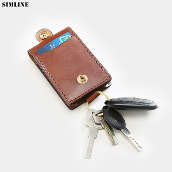 Мъжки портфейл за ключове от естествена кожа, реколтата, портфейли за ключове от колата на ръчна работа, държач за чанта-икономка, органайзер, чанта с карта
