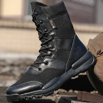 Мъжки работна обувки на NADIA Light, мъжки армейските ботильоны във военната стил, водоустойчив тактически обувки дантела, модерни мотоциклетни ботуши от окото на материал