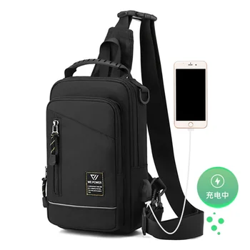 Мъжки раница-прашка, нагрудная чанта през рамо, раница с USB порт за зареждане, пътни найлонови малки мъжки чанти-незабавни посланици