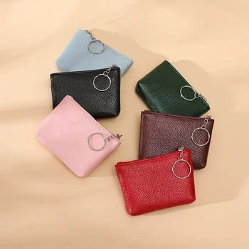 Нов дамски ръчен чантата си, ультратонкая чанта за карти, Корейската версия на Мини-чантата, Мека кожена чанта за съхранение на ключове и монети