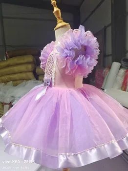 Нов детски костюм за танци в детската градина, рокля с пайети, газово рокля, дрехи за изпълнения на сладки кукли за момичета, рокля на принцеса