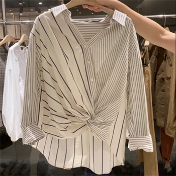 Новата риза на райета, жилетка с дълъг ръкав, блуза в индивидуална ивица