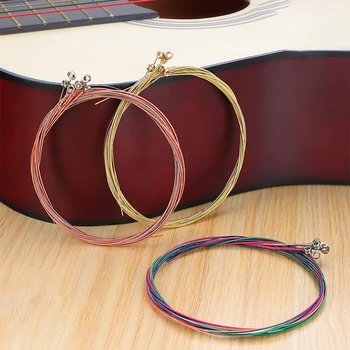 Нови 6 бр./компл. струни за акустична китара, многоцветни китарните струни за акустична народната китара, Многоцветни детайли за класическа китара