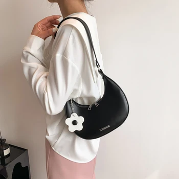 Нови дамски модни чанти Half Moon, ретро однотонная чанта от изкуствена кожа през рамо, ежедневни дамски чанти-скитници,