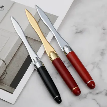 Нож за хартия в ретро стил, отварачка за писма с дървена, метална дръжка, удобен нож за аутопсия пликове с документи, нож за хартия