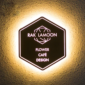 Обичай Външен led светлина кутия за бизнес с подсветка на halo от неръждаема стомана, открит водоустойчив ресторант кафе
