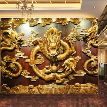 Обичай тапети за дома индустриален декор с релефни изображения на дракона в китайския стил, тапети за вашия стенни стенопис в лоби, ресторанта и хотела papel de parede 3D