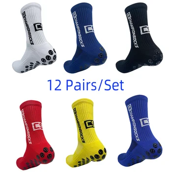 Отлични професионални футболни чорапи със силикон дъното в стил CS, удобни и дишащи Професионални футболни чорапи 12 компл.