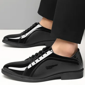 Официалната кожени обувки за мъже, пролет-есен, ежедневни бизнес обувки на равна подметка в британския стил, Модни обувки Zapato Formal Para Hombres