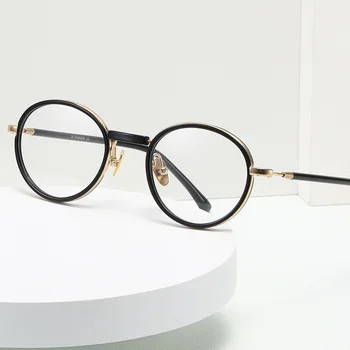 Очила за мъже Кръгли GMS120TS Японската марка Titanium Мъжки Женски Тенденция на Оптични очила Oculos Grau De Feminino