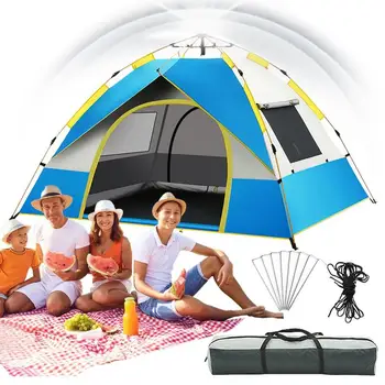 Палатка за къмпинг, водоустойчив палатка за къмпинг, за 2-3 човека, 2 Врати, Водоустойчив палатка за семеен къмпинг, пикник на открито