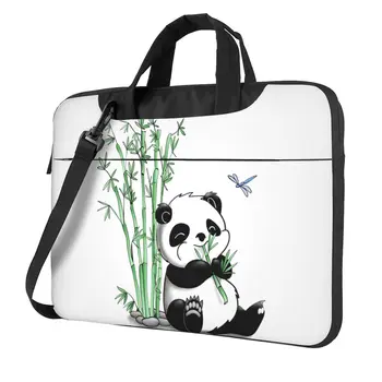 Панда яде бамбуковую дамска чанта, чанта за лаптоп, сладък фигура за Macbook Air, Acer, Dell 13 14 15 15.6 чанта-портфейл, защитен калъф за вашия компютър.