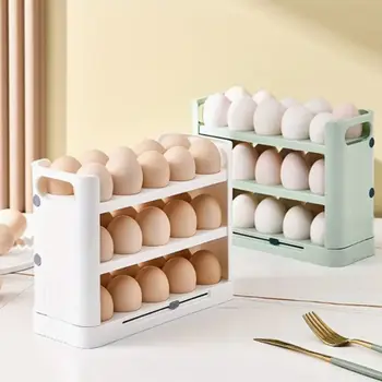 Пластмасов държач за яйца, Голям капацитет за съхранение, Спестяващ Място, Органайзер за яйца с дръжка, Переворачиваемый Контейнер за съхранение на яйца