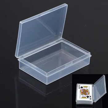 Пластмасова кутия за покер Правоъгълен Прозрачен Полипропилен Калъф за съхранение Контейнер за карти за игра, Кутия за покер с панти капак