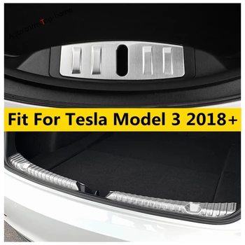 Подходящ е за Tesla Model 3 2018 - 2021 Предна Задна броня, багажник, тампон на прага, защитна подплата, аксесоари от неръждаема стомана