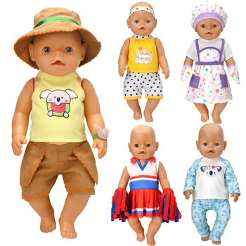 Подходящ за играчки 43-45 см, кукли за новородени и американски кукли, модерен костюм на подтяжках, ковбойская шапка, подарък за момичета