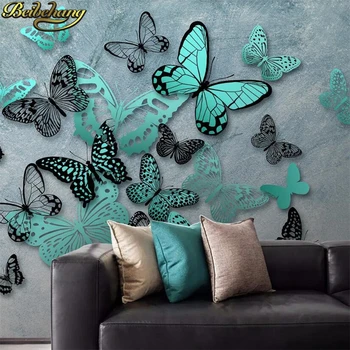 Потребителски тапети с пеперуди и цветя за хола, тапети тапети за телевизор 3D стикери, фотообои, домашен декор